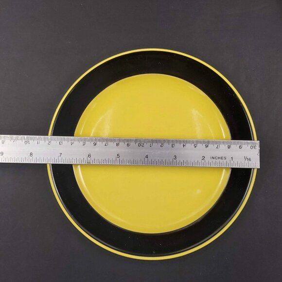 Villeroy & BOCH MCM Yellow Black Salad Plates 7.5"  Saar Union 1950's Set of 6 - Picture 5 of 9
